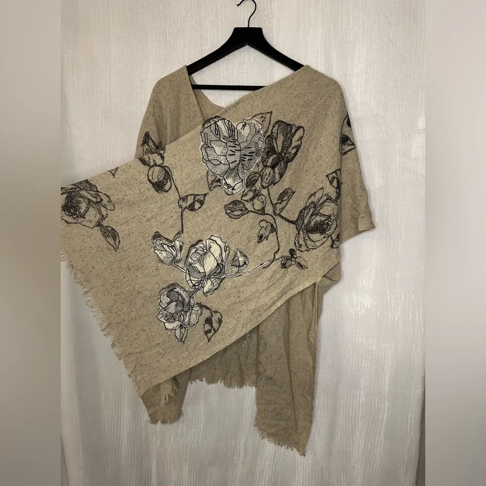 Petanu by Pasmma anthopologie floral shall womens preloved one size beige - Picture 3 of 6